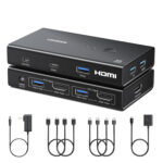 UGREEN 2-In-1 HDMI KVM Switch 4 USB Ports 4K@60Hz–Black
