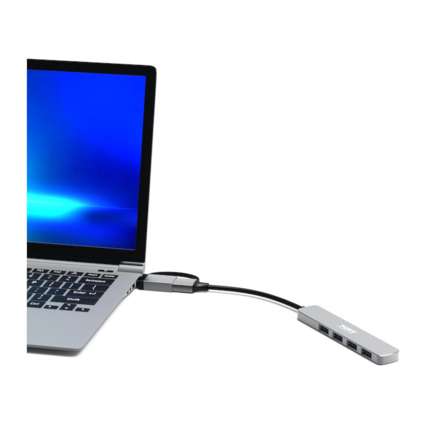 900161_Port-Connect-USB-Type-C-to-4-port-USB-A-3.0-Hub-Grey_wr_04a-1