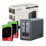 UGreen NASync DXP2800 2 Bay NAS with Seagate Ironwolf NAS 16TB SATA Hard Drive Bundle (2x 8TB)